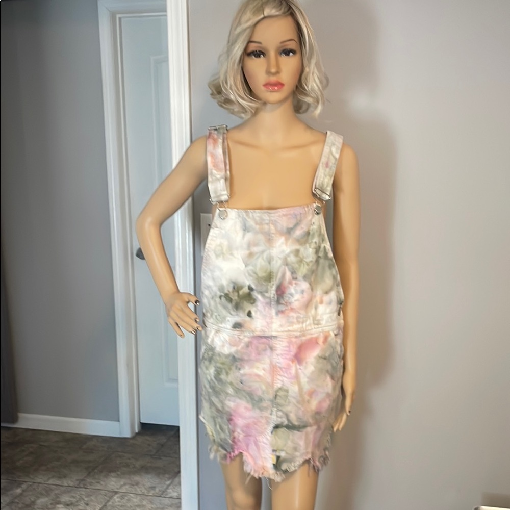 Free People Floral Tie-Dye Overall Dress